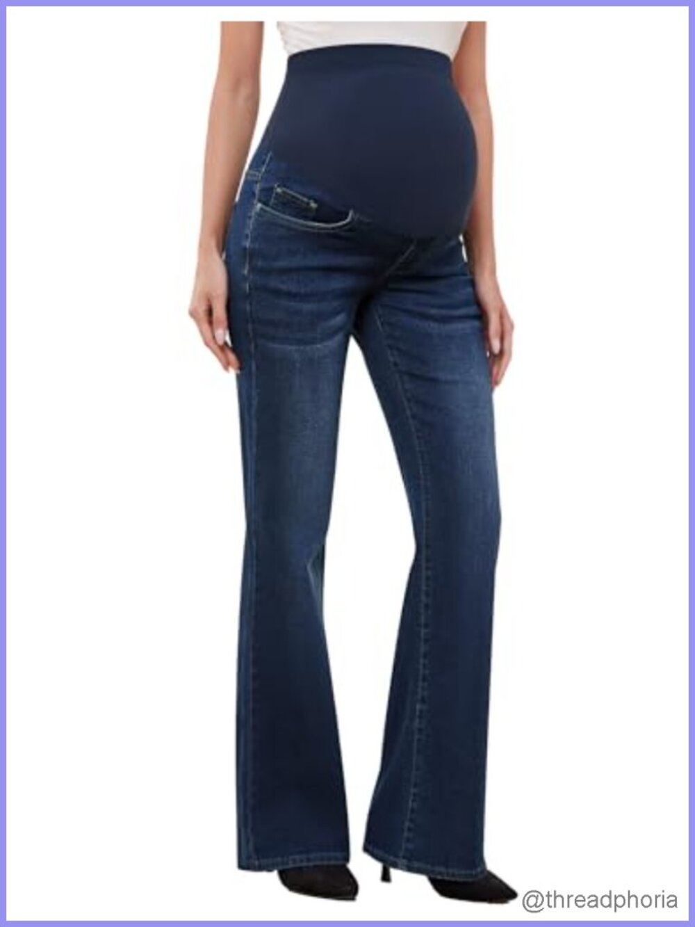 Women's Stretch Maternity Bootcut Jeans Over Belly Bell Bottoms Flare Denim